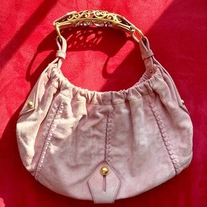Yves St Laurent light pink suede timeless handbag
